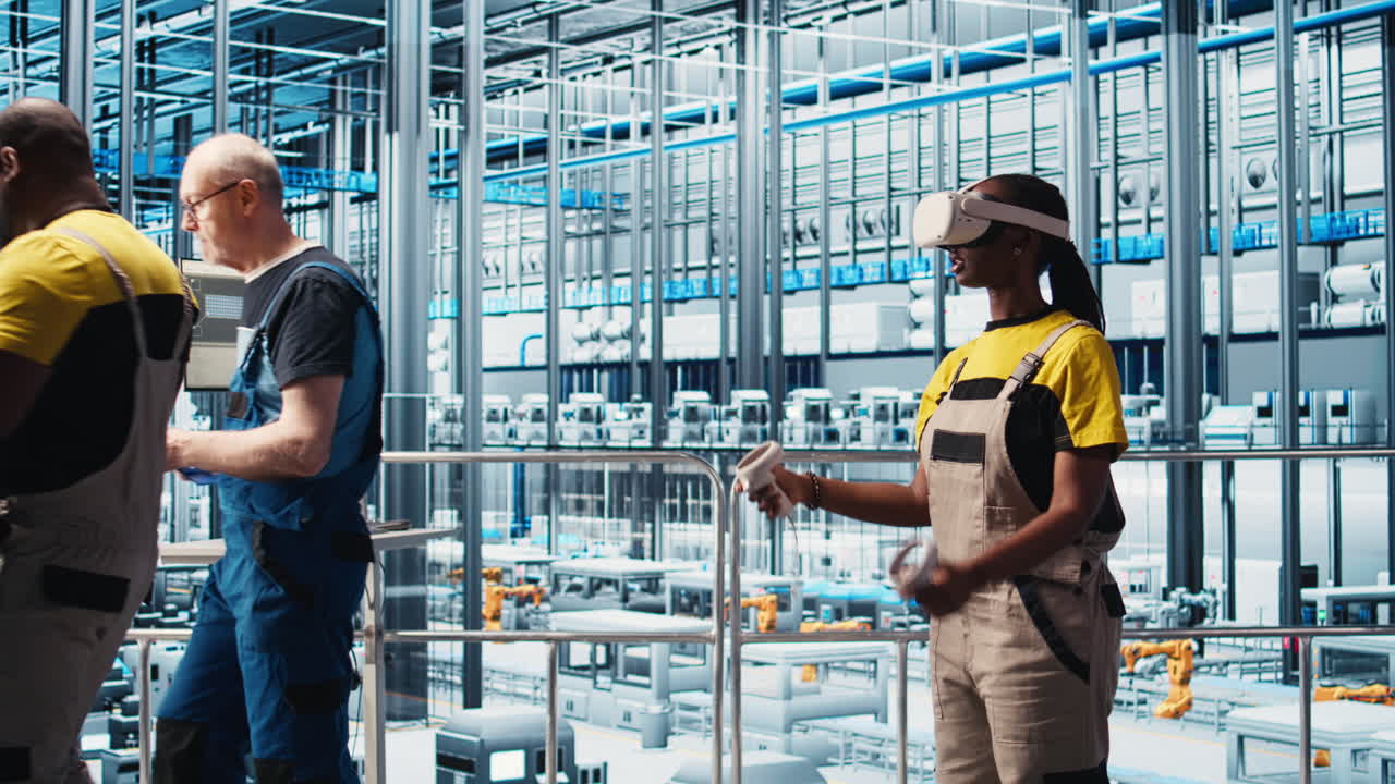 Ekspert på smart solcellefabrik bruger VR-headset til at spore energiproduktion.