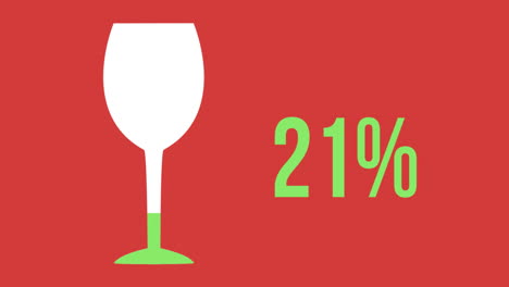 forma di bicchiere di vino e percentuale crescente di riempimento con colore 4k