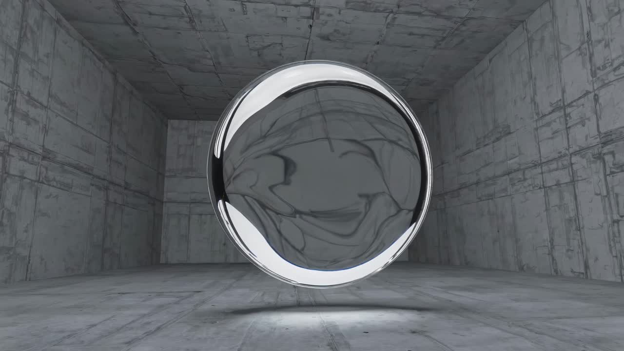 Oval Mirror in a Concrete Room