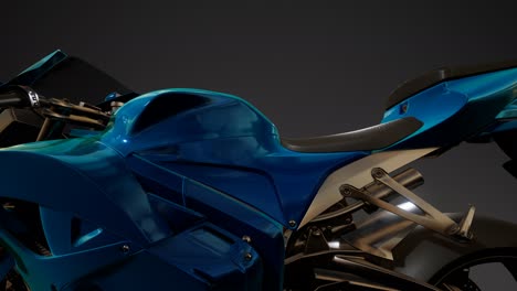 Moto-Sport-Bike-En-Estudio-Oscuro-Con-Luces-Brillantes