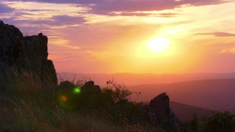 Sunset-on-the-Top-of-the-Mountain-Sun-Shining-Flare