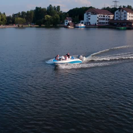 boat sails along beautiful river