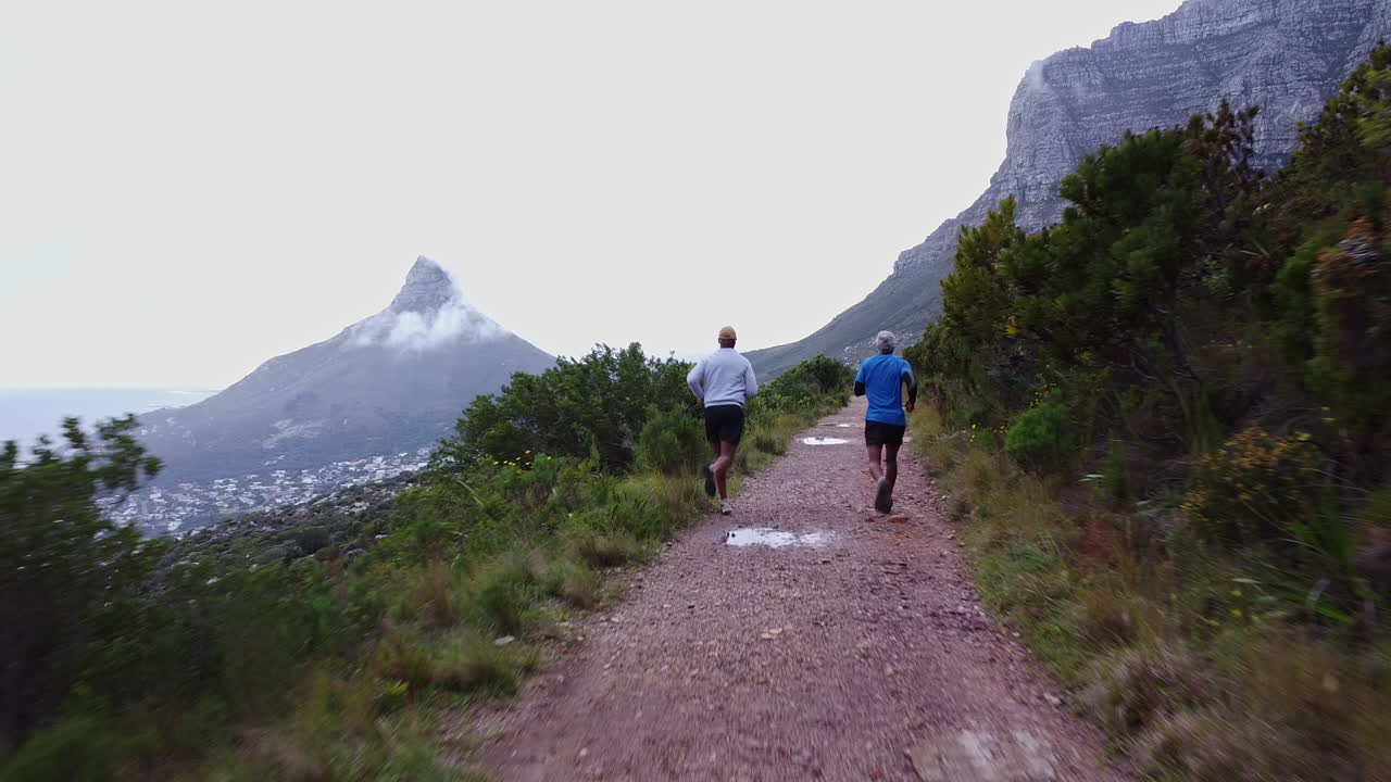 Trail running in the mountains