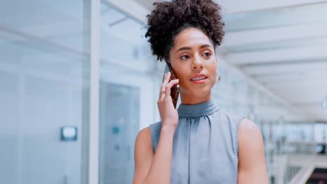 Phone-call,-office-and-black-woman-check-time