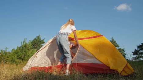A Group of Children Enters a Yellow Tent a Childrens Picnic a Group of Children Enters a Yellow Tent a Childrens Picnic Summer Camp for Children