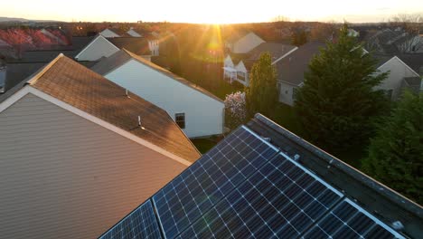 solar panels during golden hour sunset