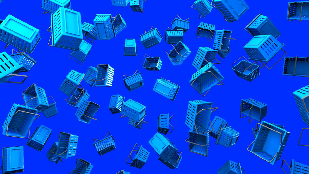 cestas de compras azules sobre un fondo azul