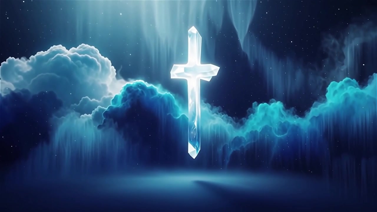 Christian Cross Heavenly Light Worship Background