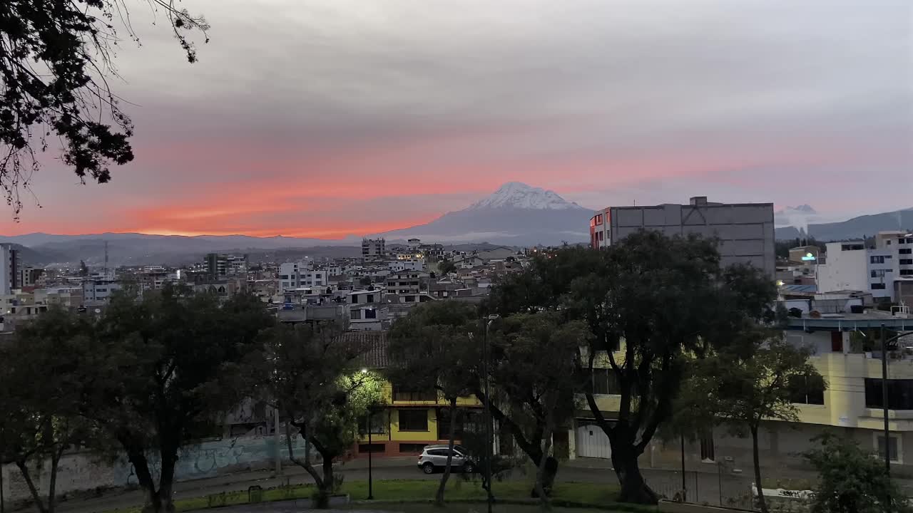Volcano Chimborazo view from Riobamba Ecuador viewpoint city landscape