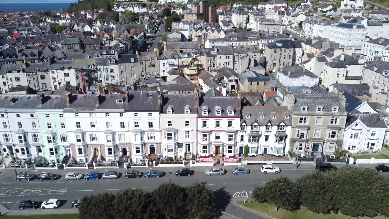 해변가 조감도 llandudno 해변 해안 휴가 마을 관광 리조트 호텔 내림차순 기울기
