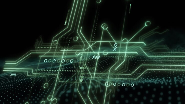 Animation of data processing over computer circuit board