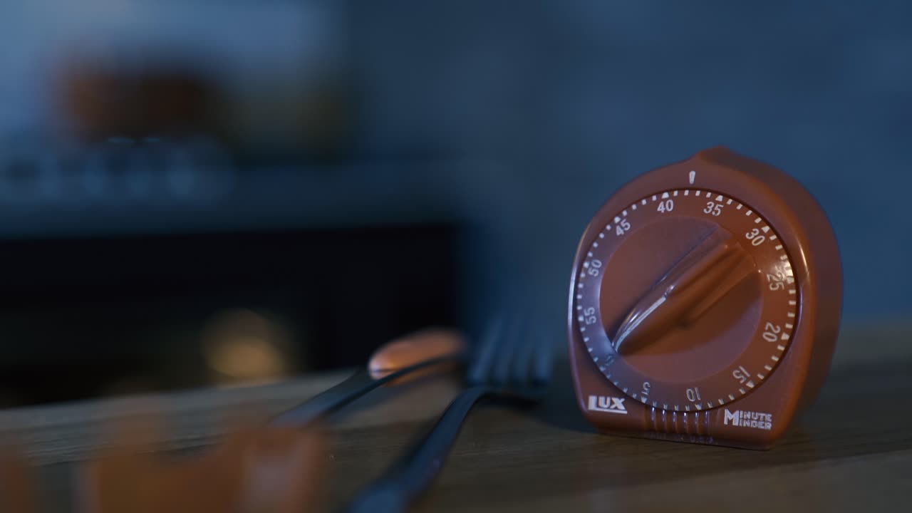Old stopwatch running on kitchen island