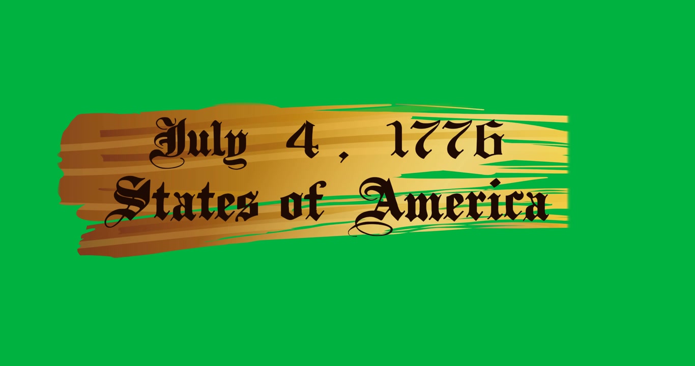 Animação digital do texto "Dia da Independência" em banner dourado sobre fundo preto