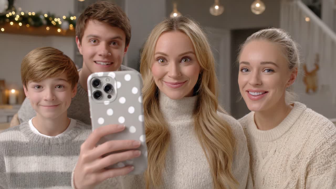 Joyful Family Gathering: Candid Moments Captured in a Heartwarming Selfie During Holiday Celebrations, Showcasing Togetherness and Smiles