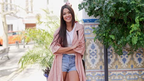 woman smiling outdoors