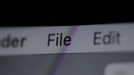 file menu item on a computer screen with a slow push