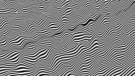 las rayas blancas y negras ondulan la superficie. animación de bucle de fondo isométrico moderno. renderización 3d.