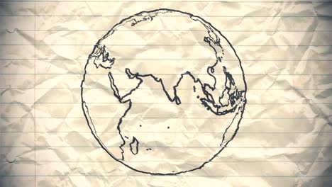 earth drawing paper cartoon hand drawn animation spinning globe world pen loop