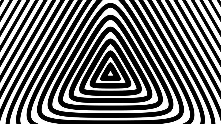 Sfondo ipnotico radiale geometrico triangolare in loop infinito