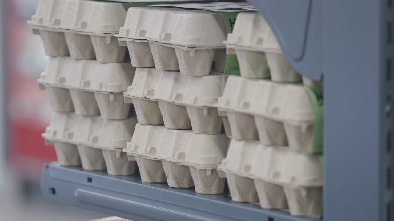 Egg cartons on a shelf