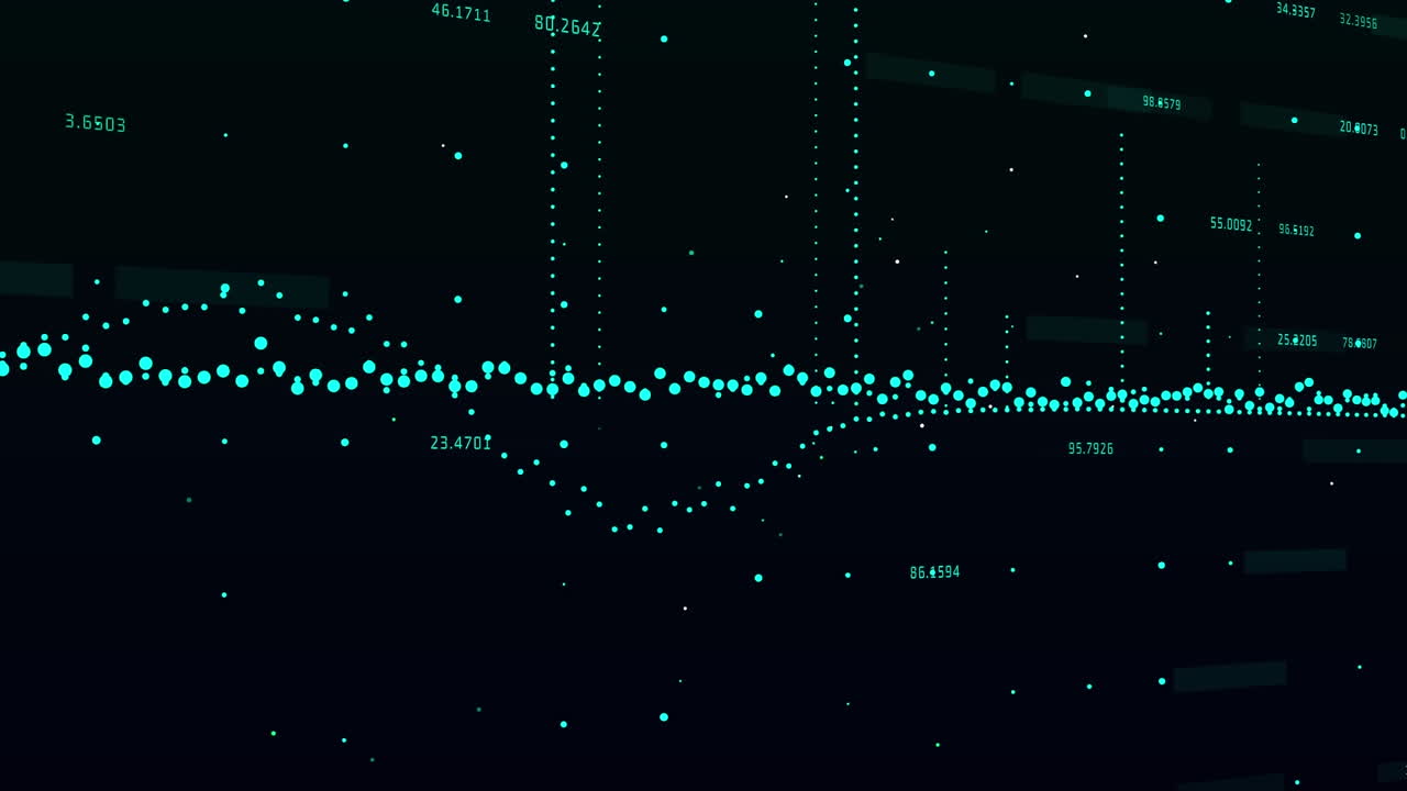 Animation of multiple graphs with changing numbers over black background