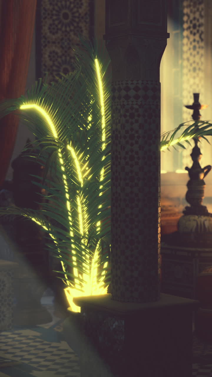 riqueza cultural muebles adornados escape tranquilo con rayos de luz