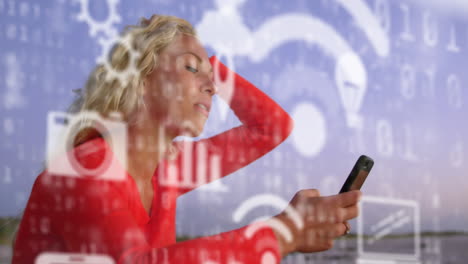 notificaciones sobre una mujer con un teléfono inteligente.