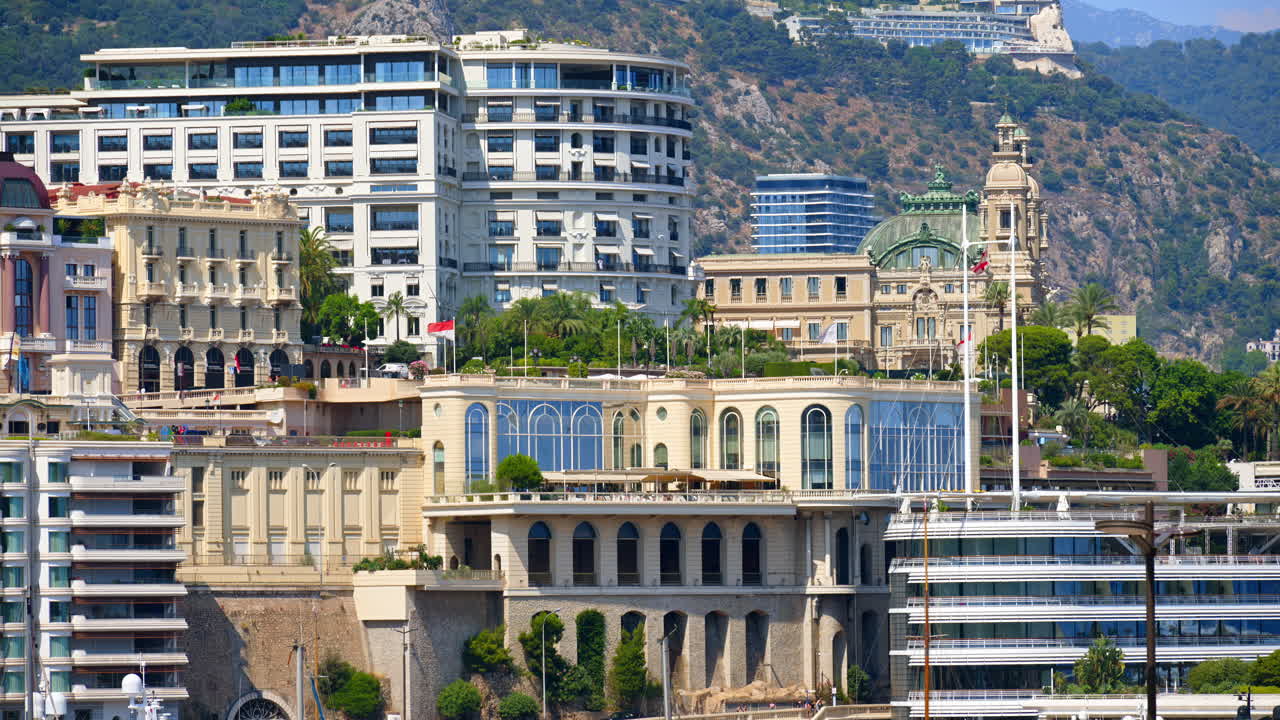 Aerial view of the skyline of Monaco in daylight
