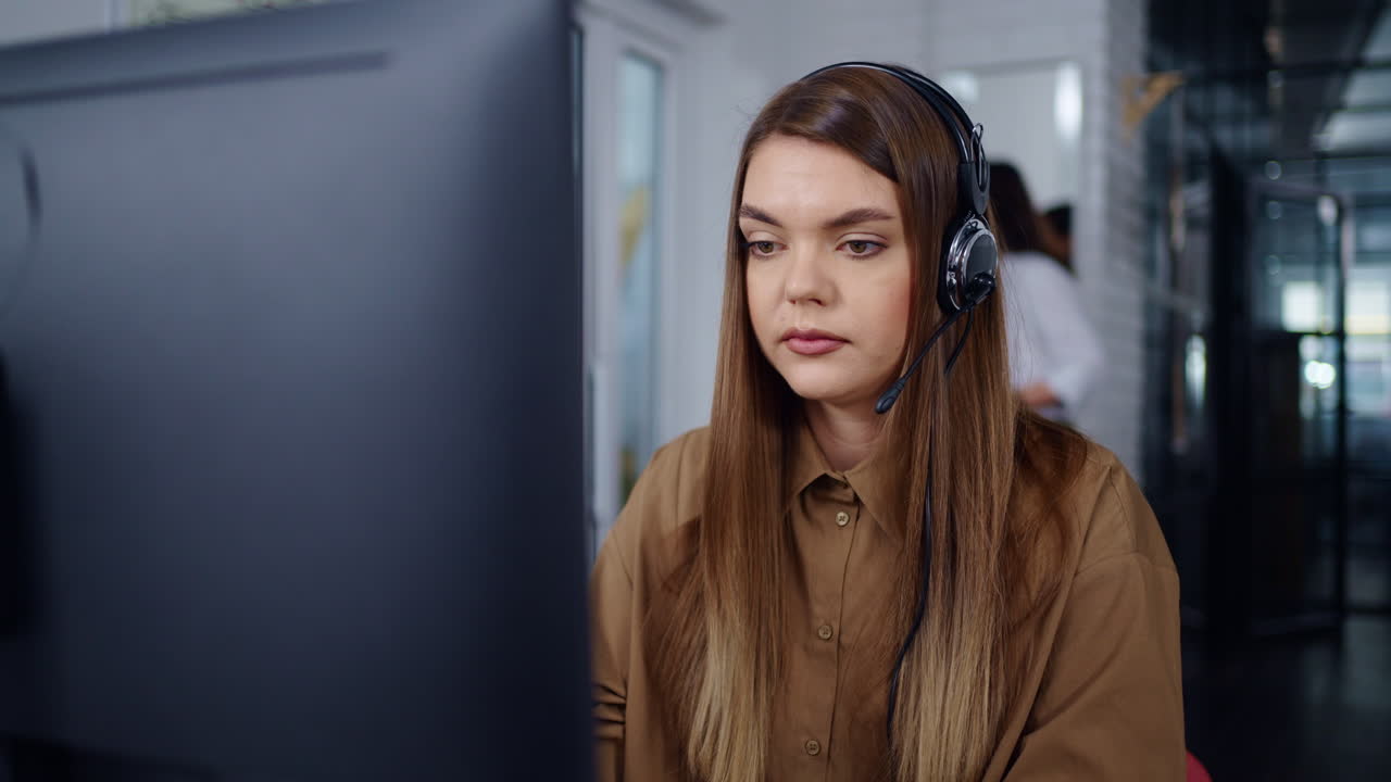 Woman working from home or in a call center