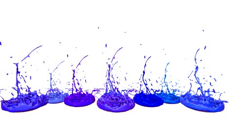 3d paints dance in 4k on white background. simulation of splashes of ink on a musical speaker that play music. beautiful splashes as a bright background in ultra high quality. version shades of blue 3