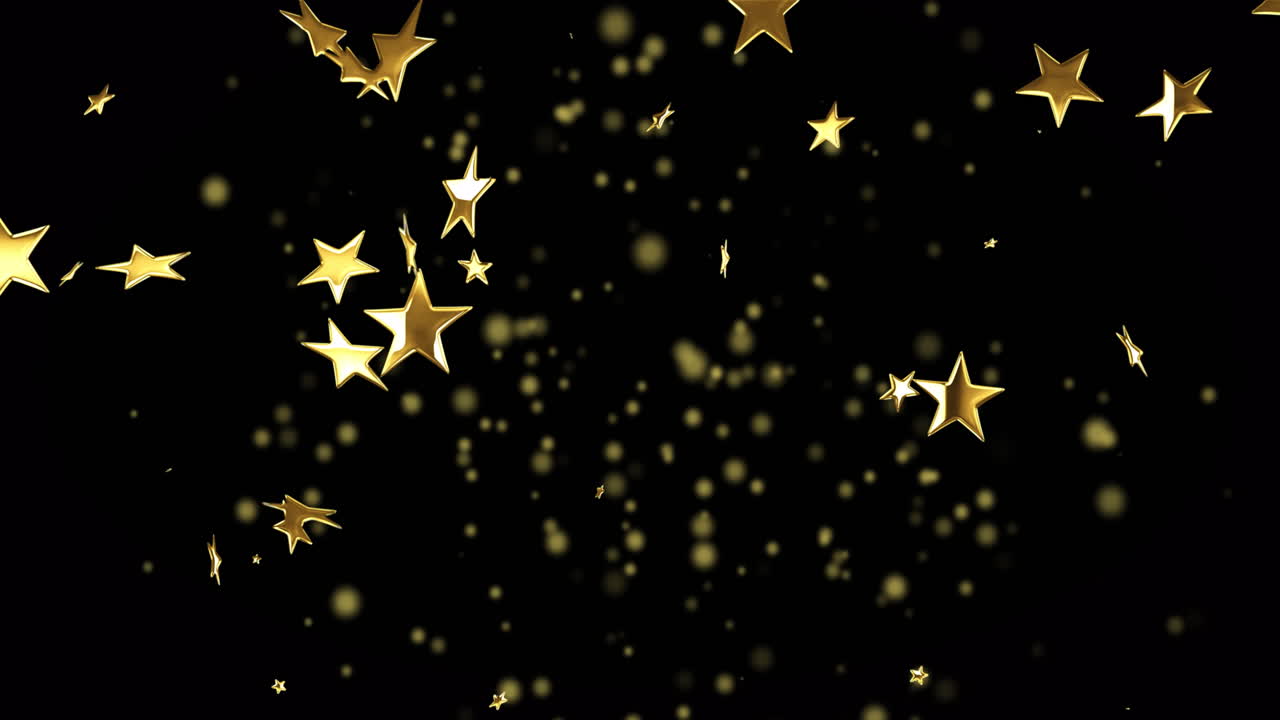 animación de estrellas flotando sobre puntos de luz sobre un fondo negro