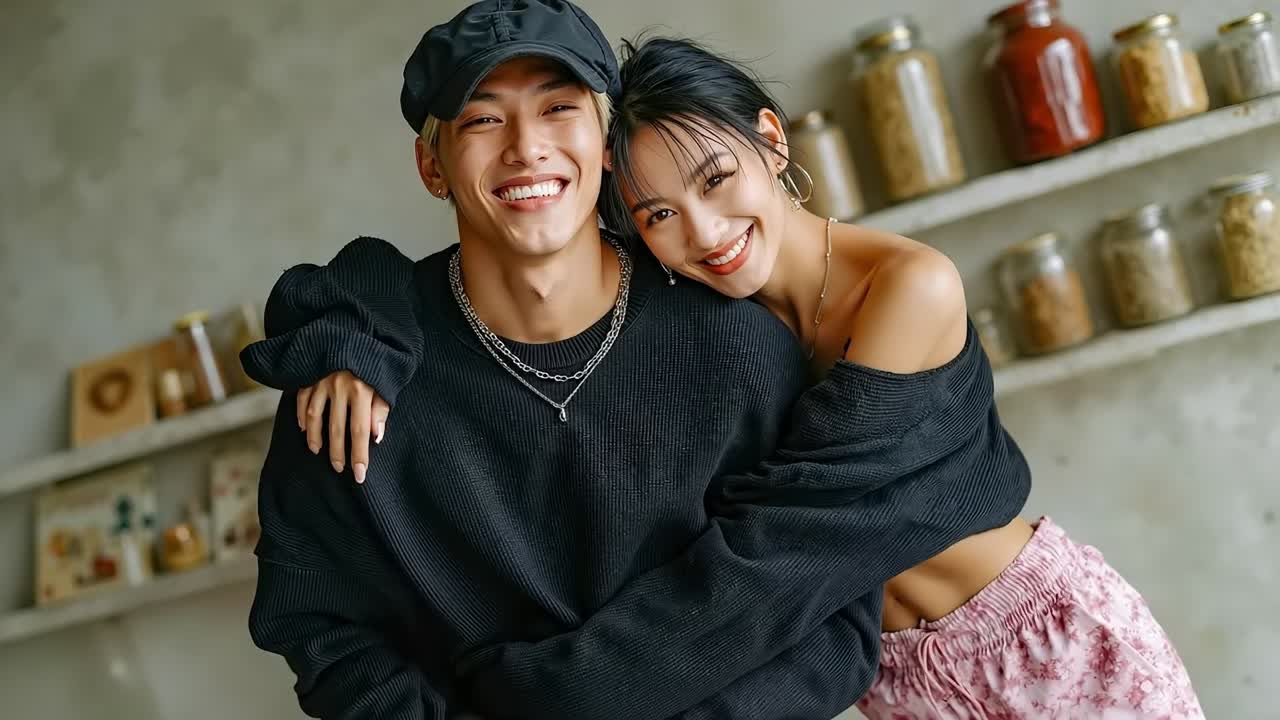 부에서 서로 포옹하는 남자와 여자