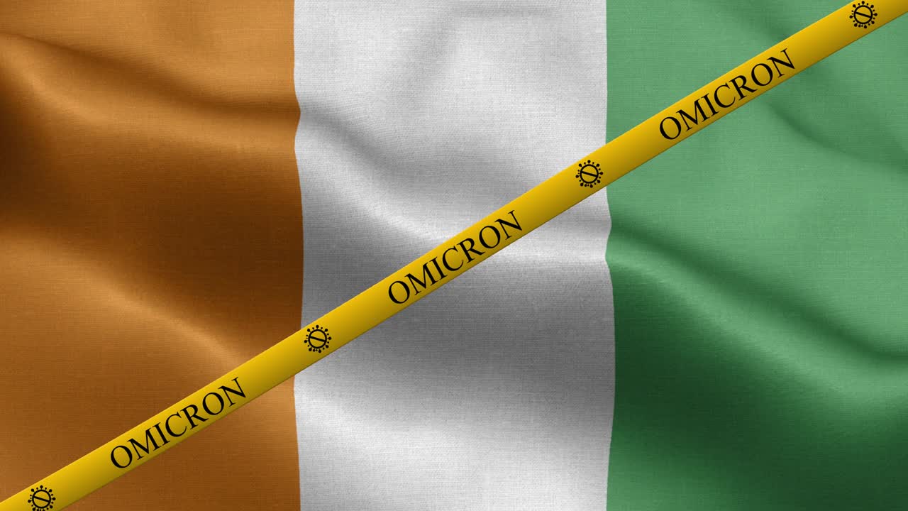 variante omicron y franja de prohibición en la bandera de costa de marfil