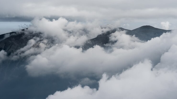 Timelapse Mountain Olympus Greece foggy clouds peaks Kalogeros