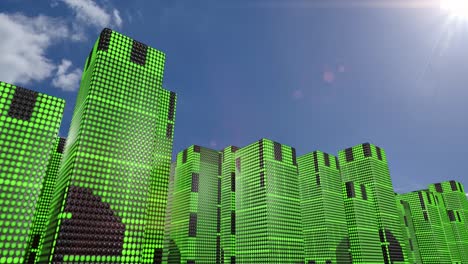 led rascacielos edificios ciudad 4k