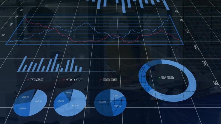 Animated Digital Business Data Graphs and Charts Overlay