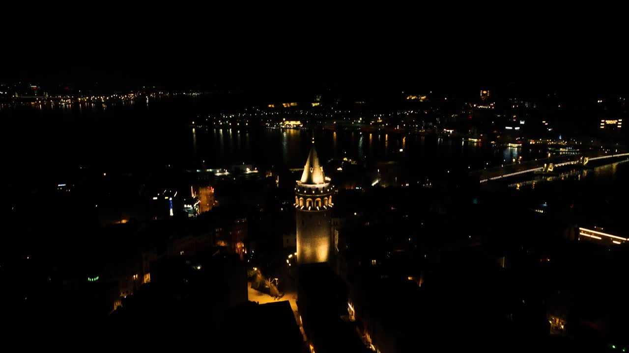 이스탄불 갈라타 타워와 다리 항공 사진