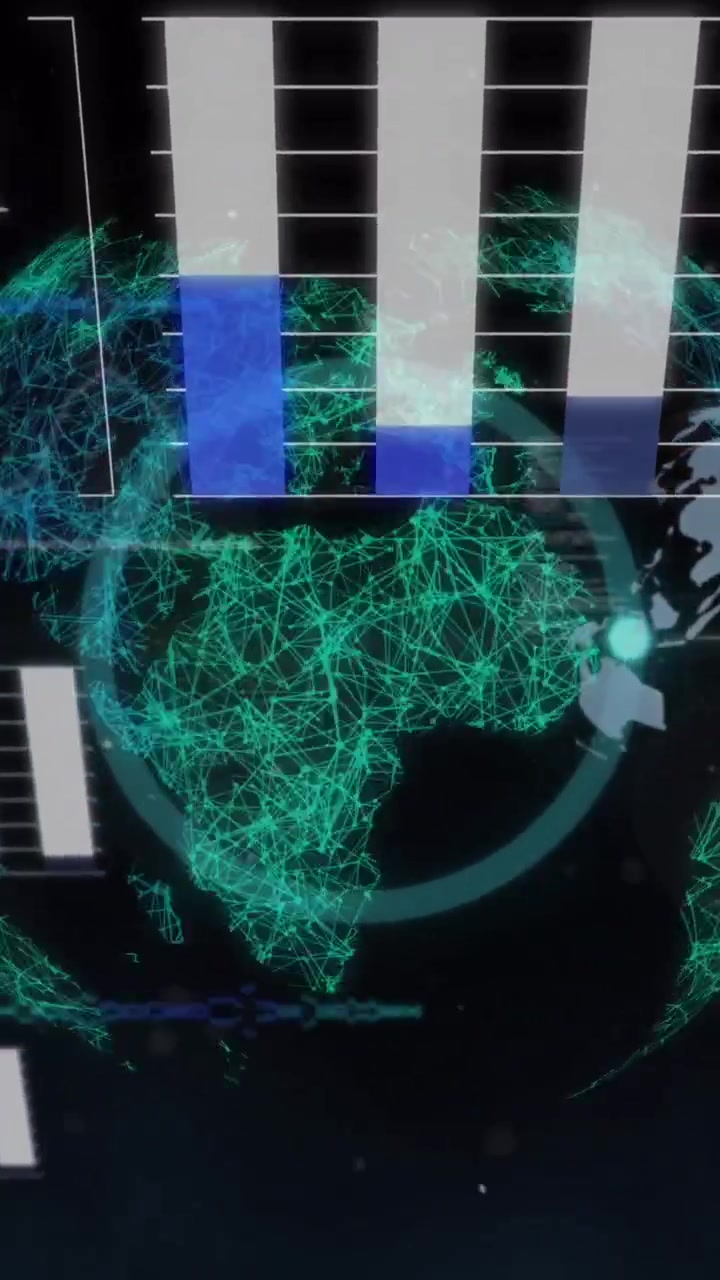 Animation of statistics and data processing over globe