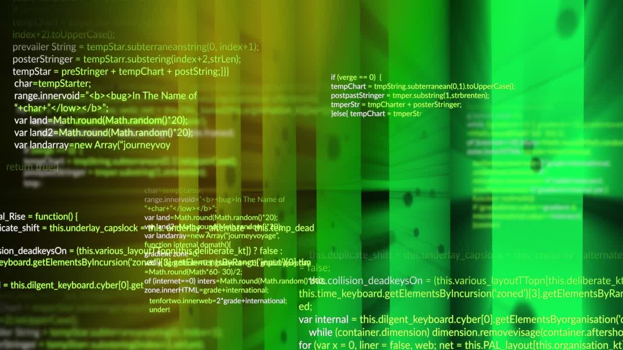 animação de processamento de dados e formas em fundo verde