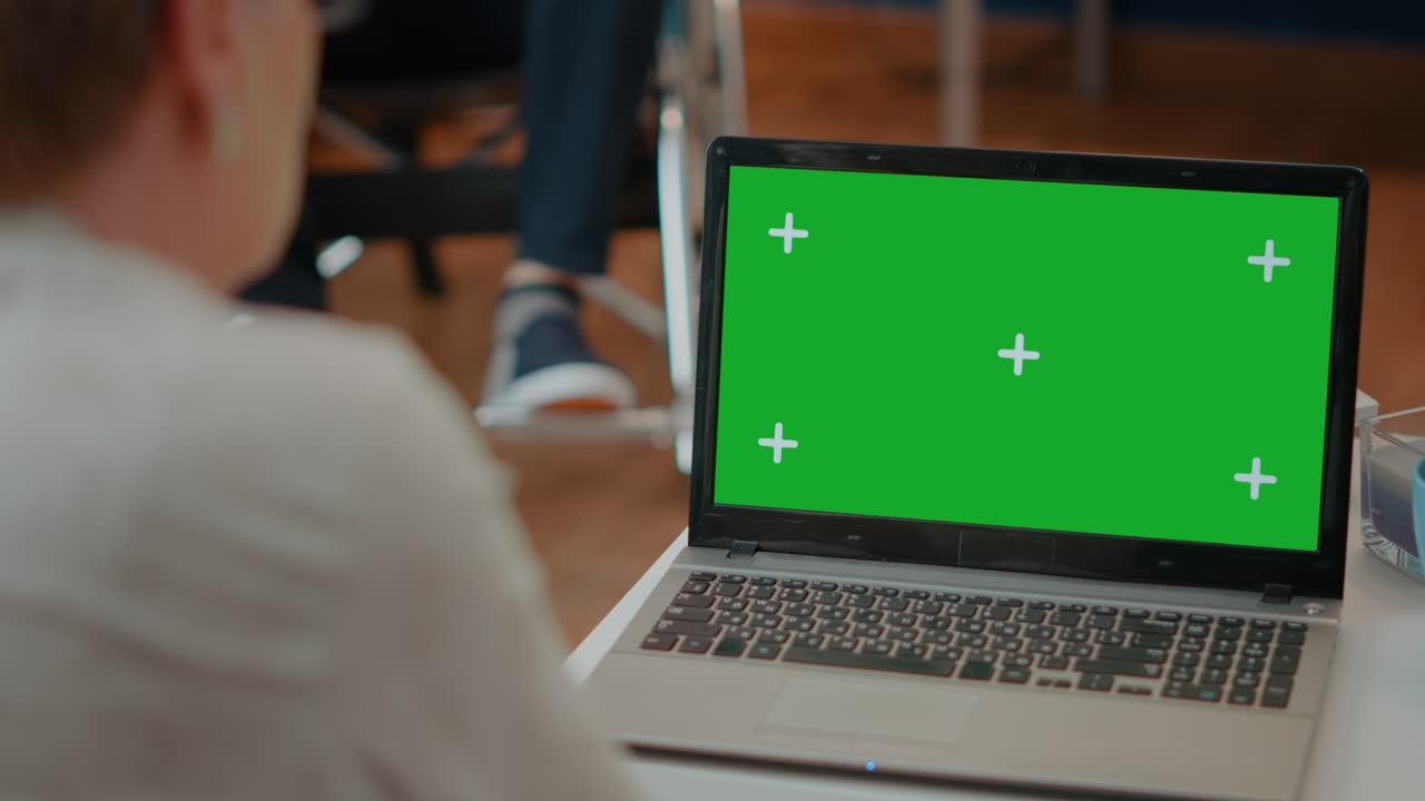 Laptop with Green Screen Mockup