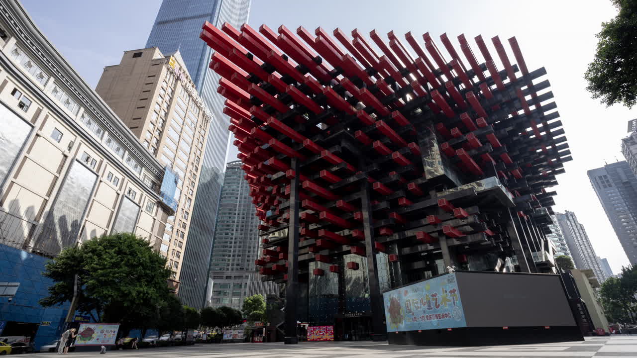 Timelapse of the amazing Chongqing city skyline from a high vantage point at night