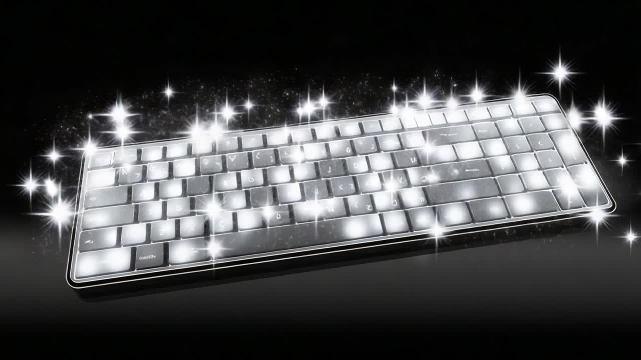A Glimmering Keyboard Illuminated with Sparkling Effects, Perfectly Showcasing a Sleek Design and Enhanced Visibility for Modern Computing Environments