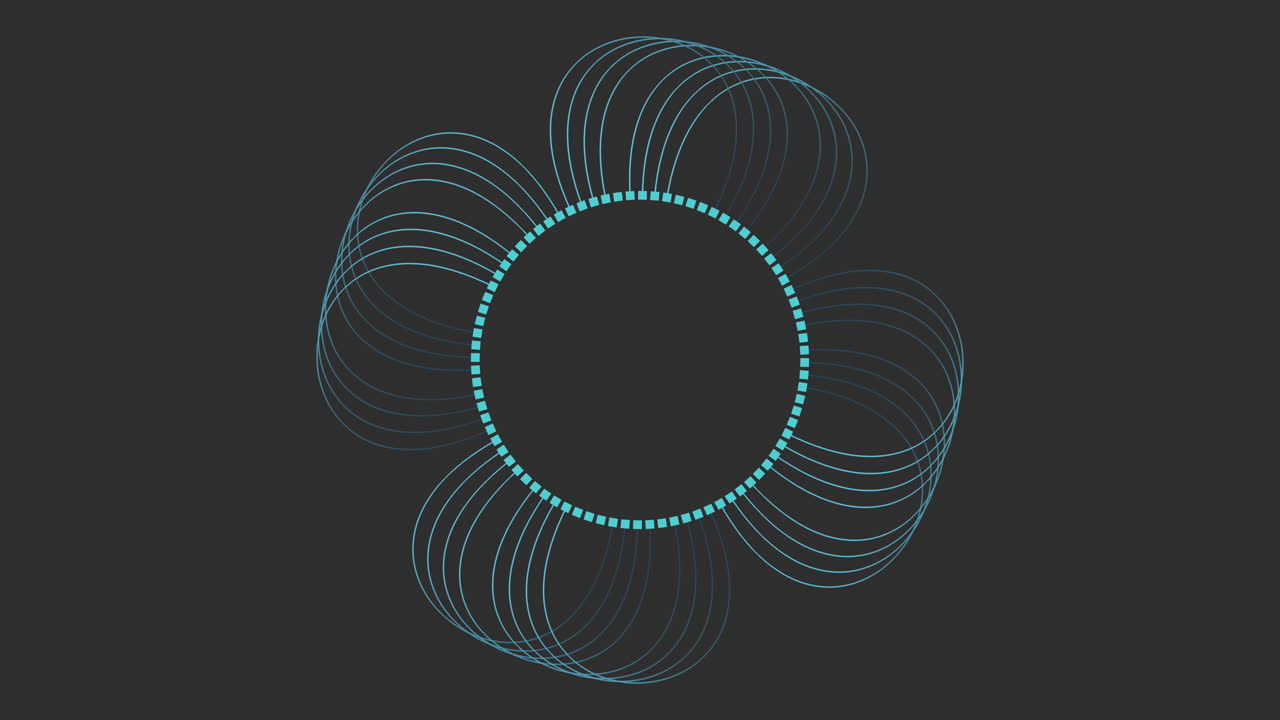 líneas azules de diseño llamativo rodean un círculo amarillo brillante sobre un fondo azul