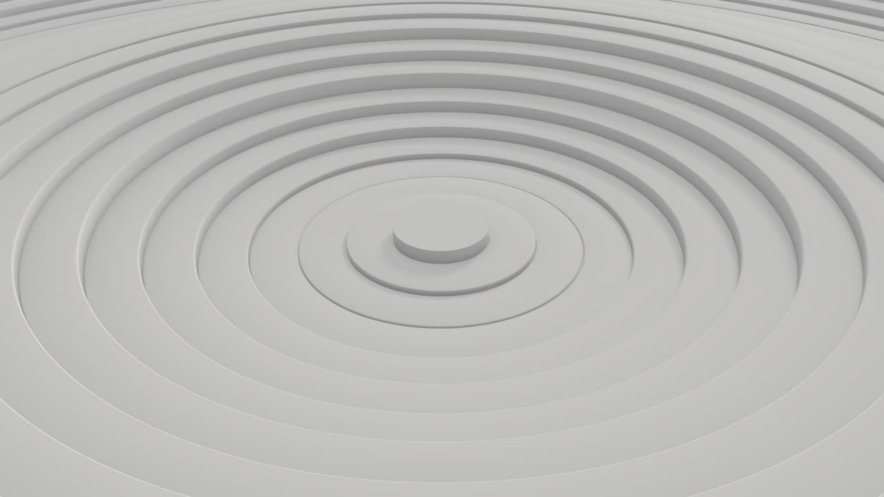 Abstract pattern of circles with the effect of displacement. Animation of white clean rings. Abstract background for a business presentation. Seamless loop 3d Water Stains. White texture.