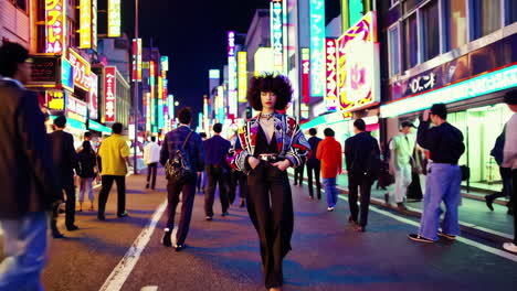 fashionable woman in tokyo nightlife