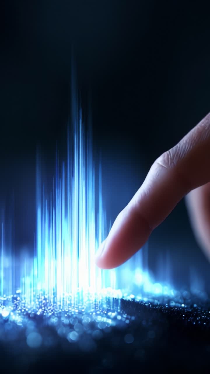 A Captivating Glimpse into Digital Sound Waves Emanating from a Touch, Shedding Light on the Fusion of Technology and Artistry in a Stunning Visual Display