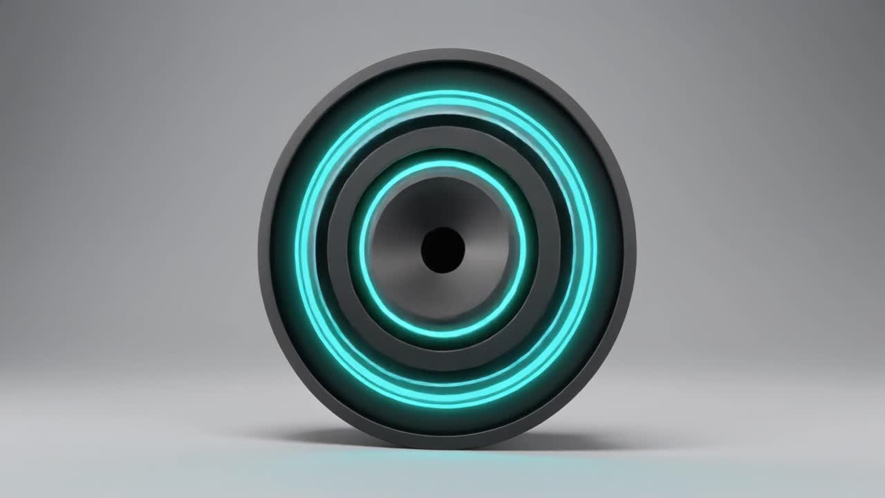 Abstract Futuristic Circular Device with Glowing Blue Neon Rings