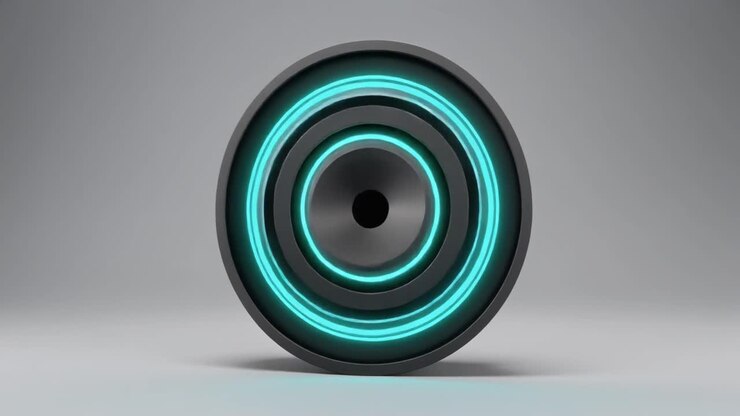 Abstract Futuristic Circular Device with Glowing Blue Neon Rings
