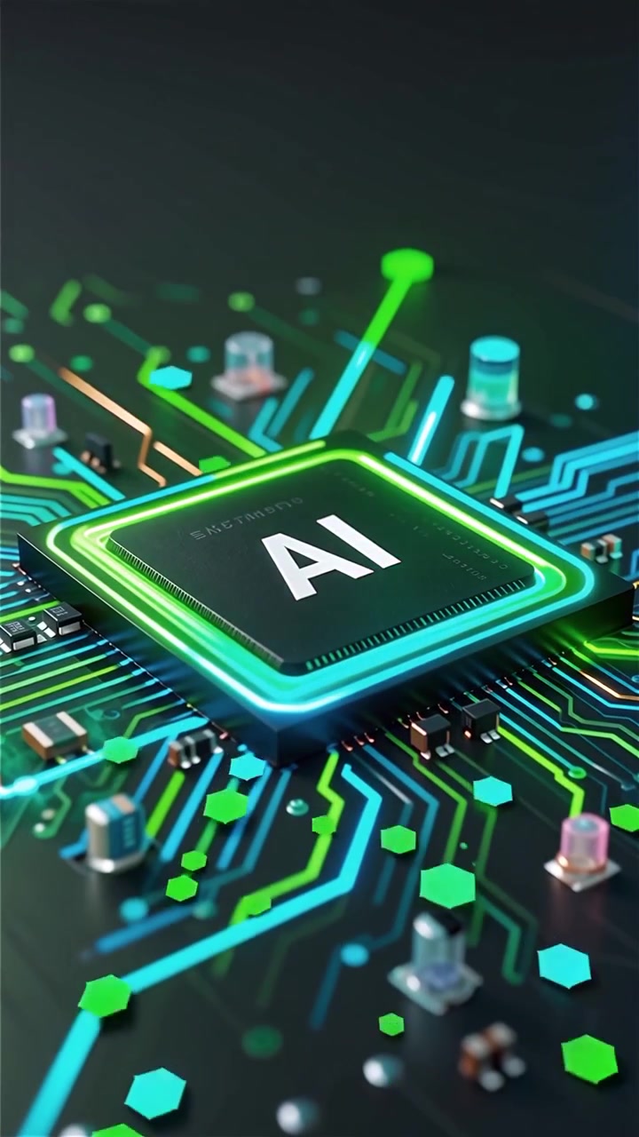 Futuristic AI Chip Motherboard Technology Background