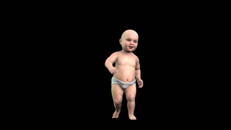 baby walking towards the camera, 4k loop, alpha channel